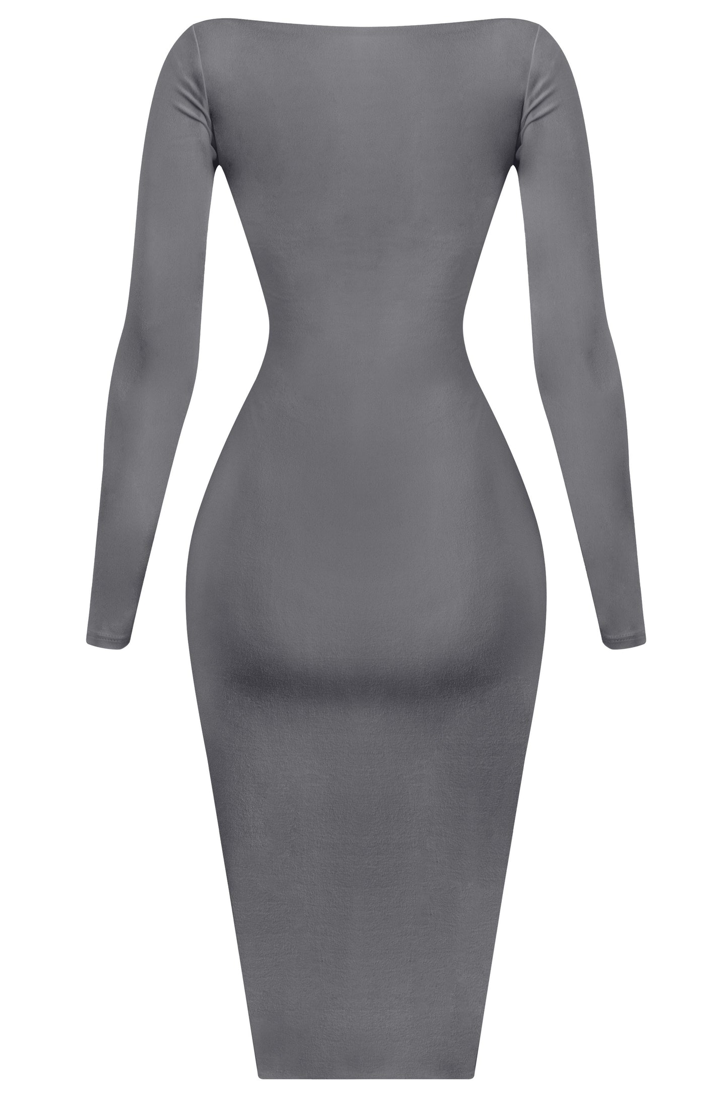 Vanessa Boat Neckline Midi Dress (Charcoal)