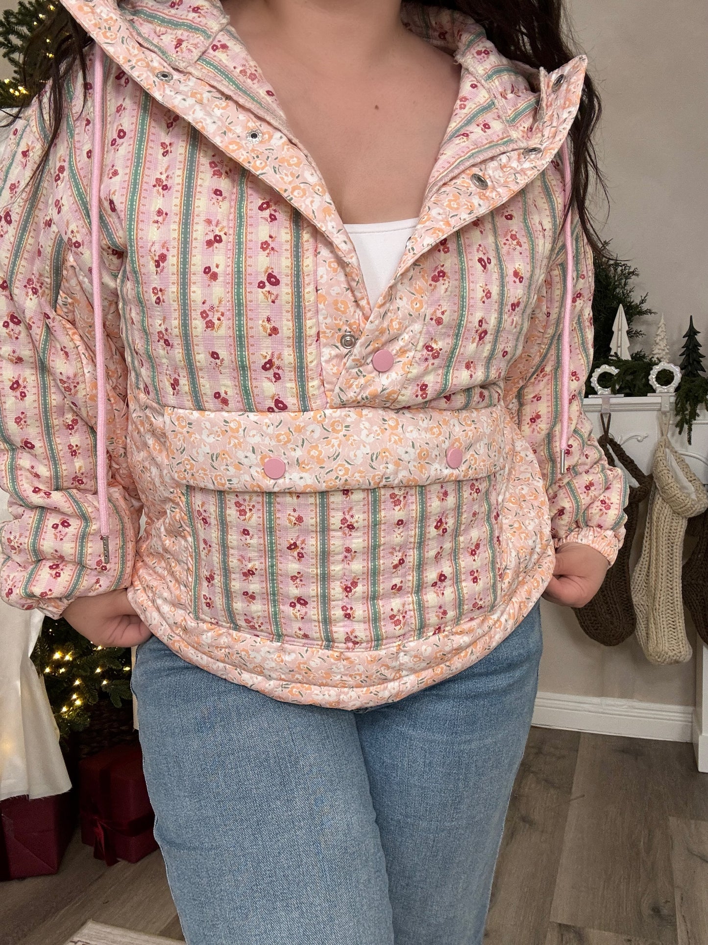 Peach Petals Quilted Jacket