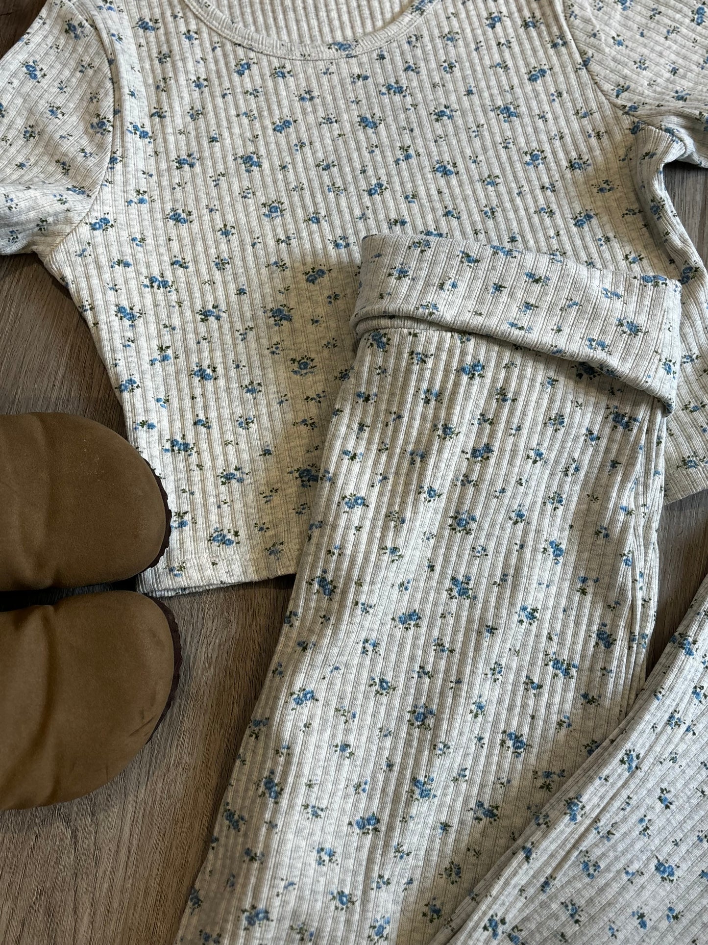 Floral Dreams Lounge Set- Heather Grey