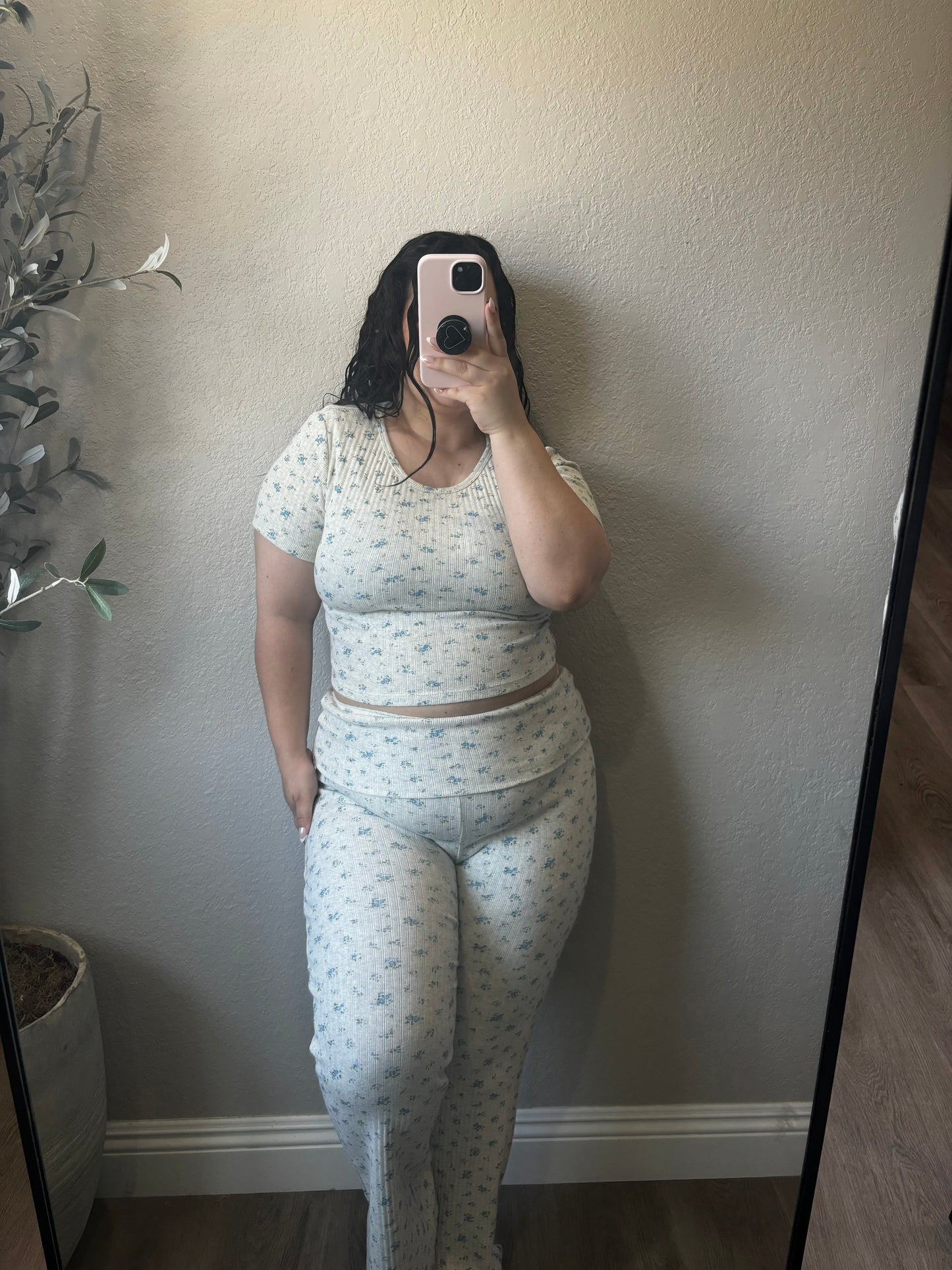 Floral Dreams Lounge Set- Heather Grey