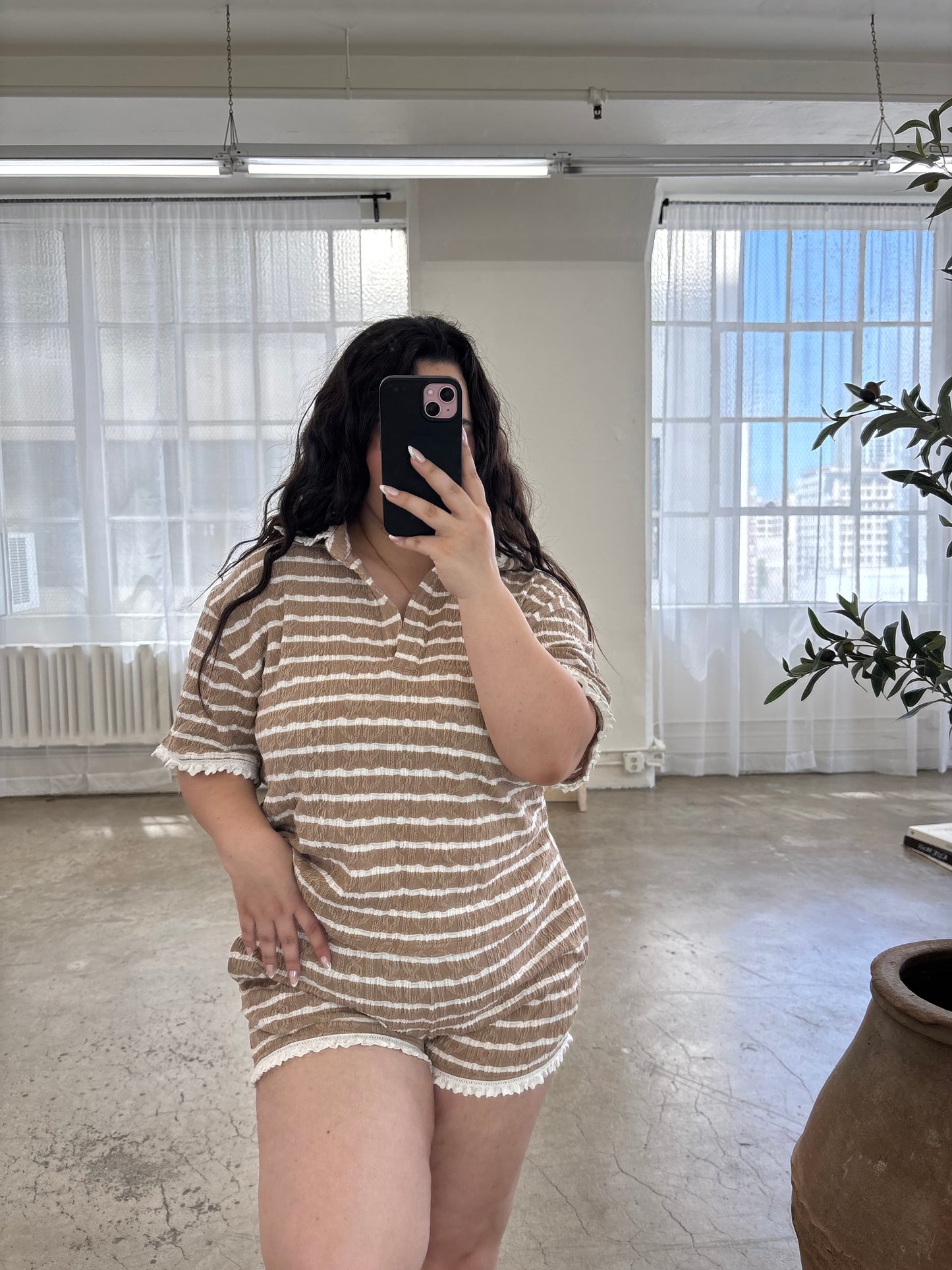 Coffee & Cream Striped Set