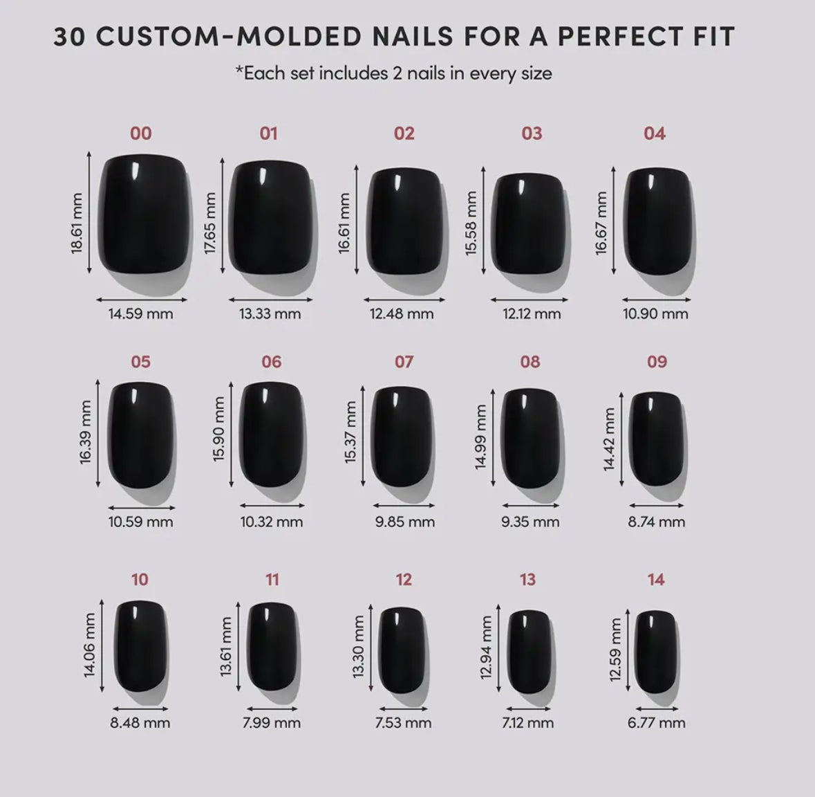 Jet Black Press On Nails- Short Squoval
