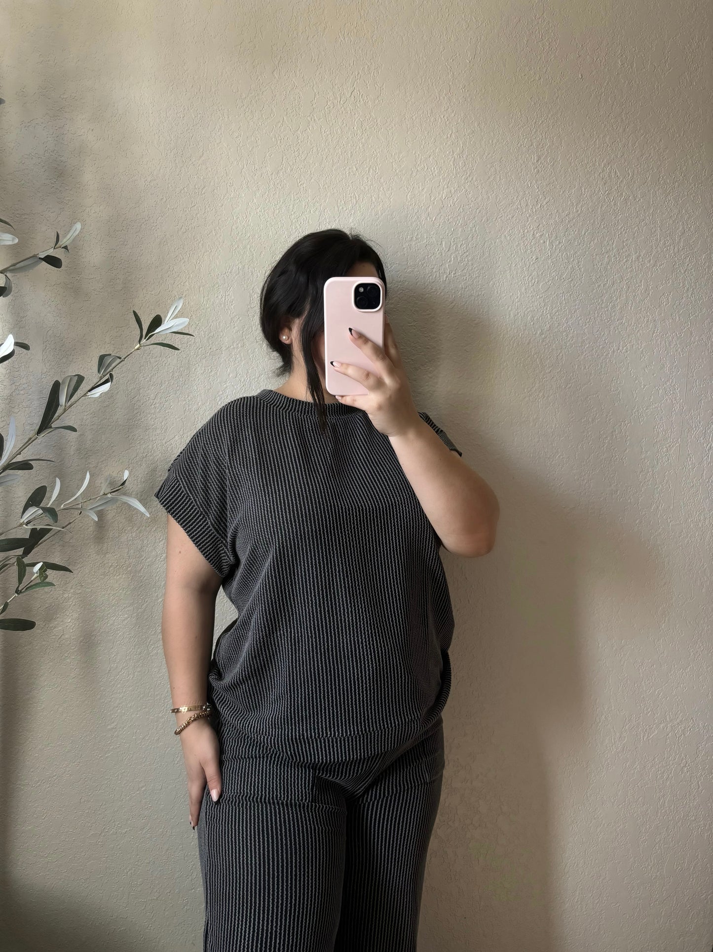 Ariah Short Sleeve & Pants Set (Black)