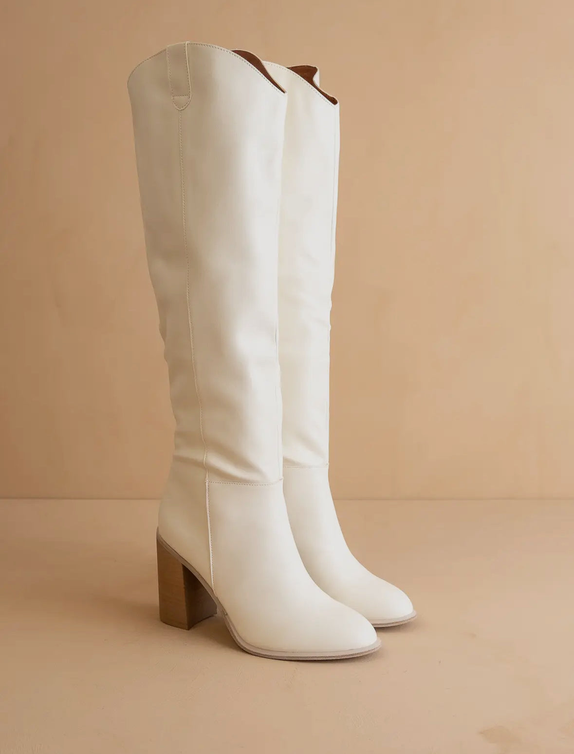 Stephanie White Knee High Boots