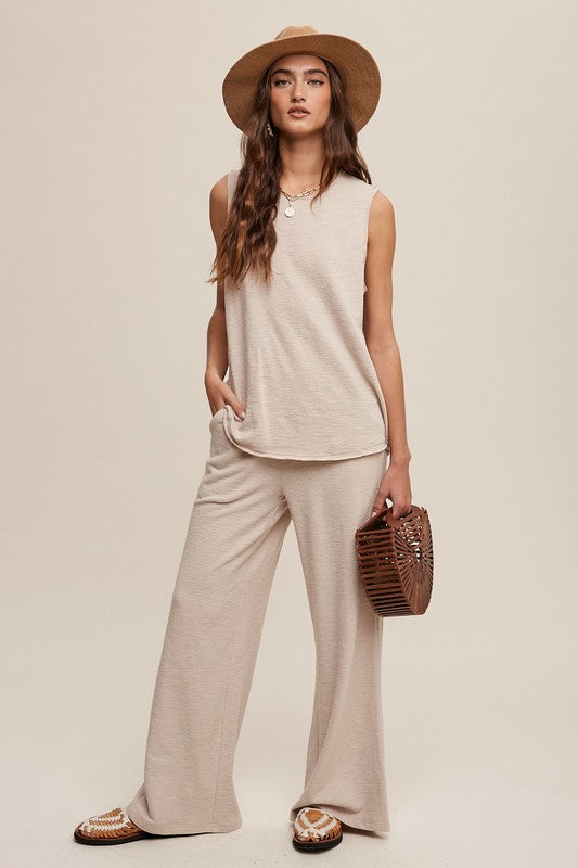 XOXO Knit Tank & Pants Set- Taupe
