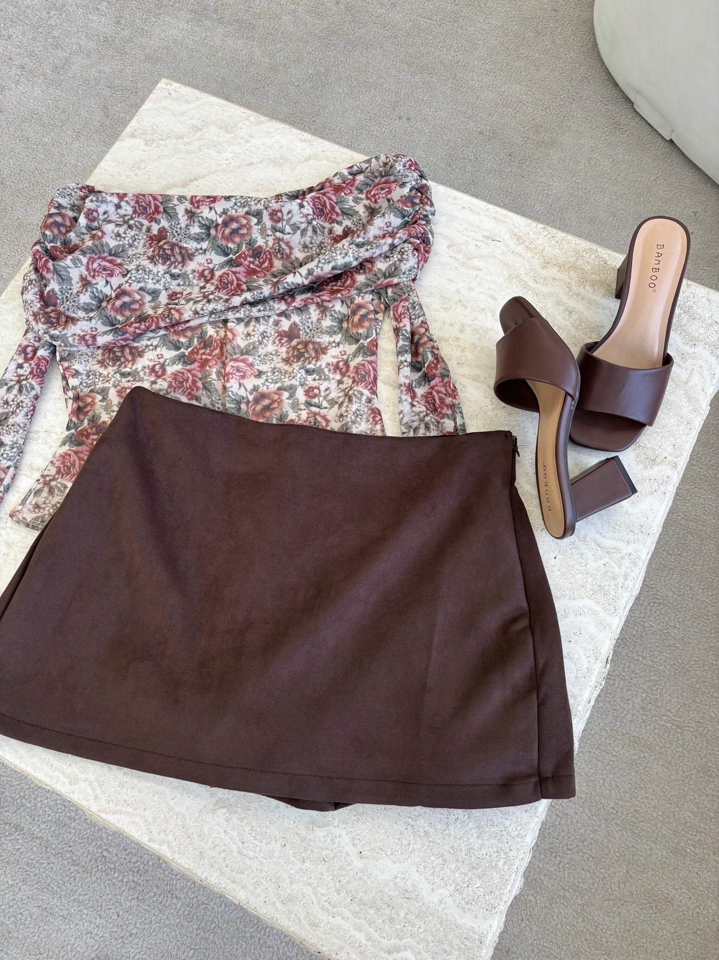 Brown Sugar Suede Skort
