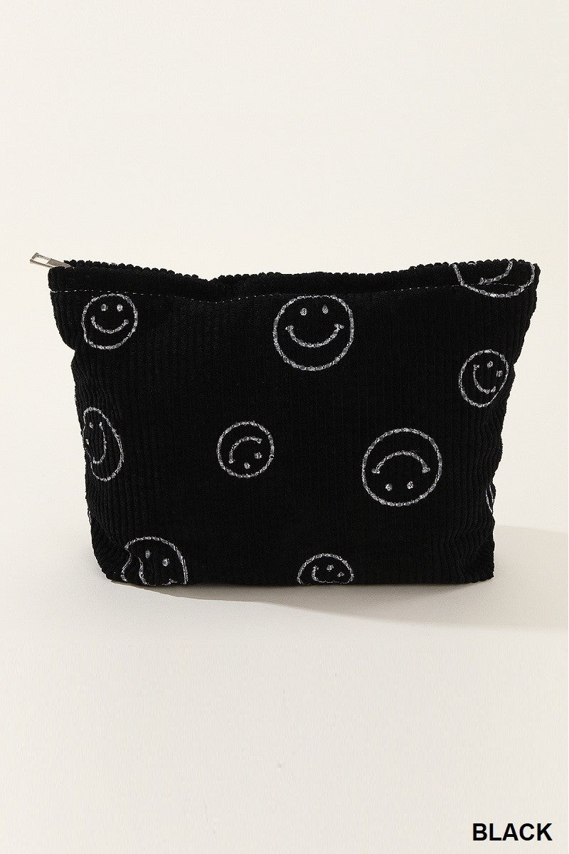 Smiley Corduroy Cosmetic Bag