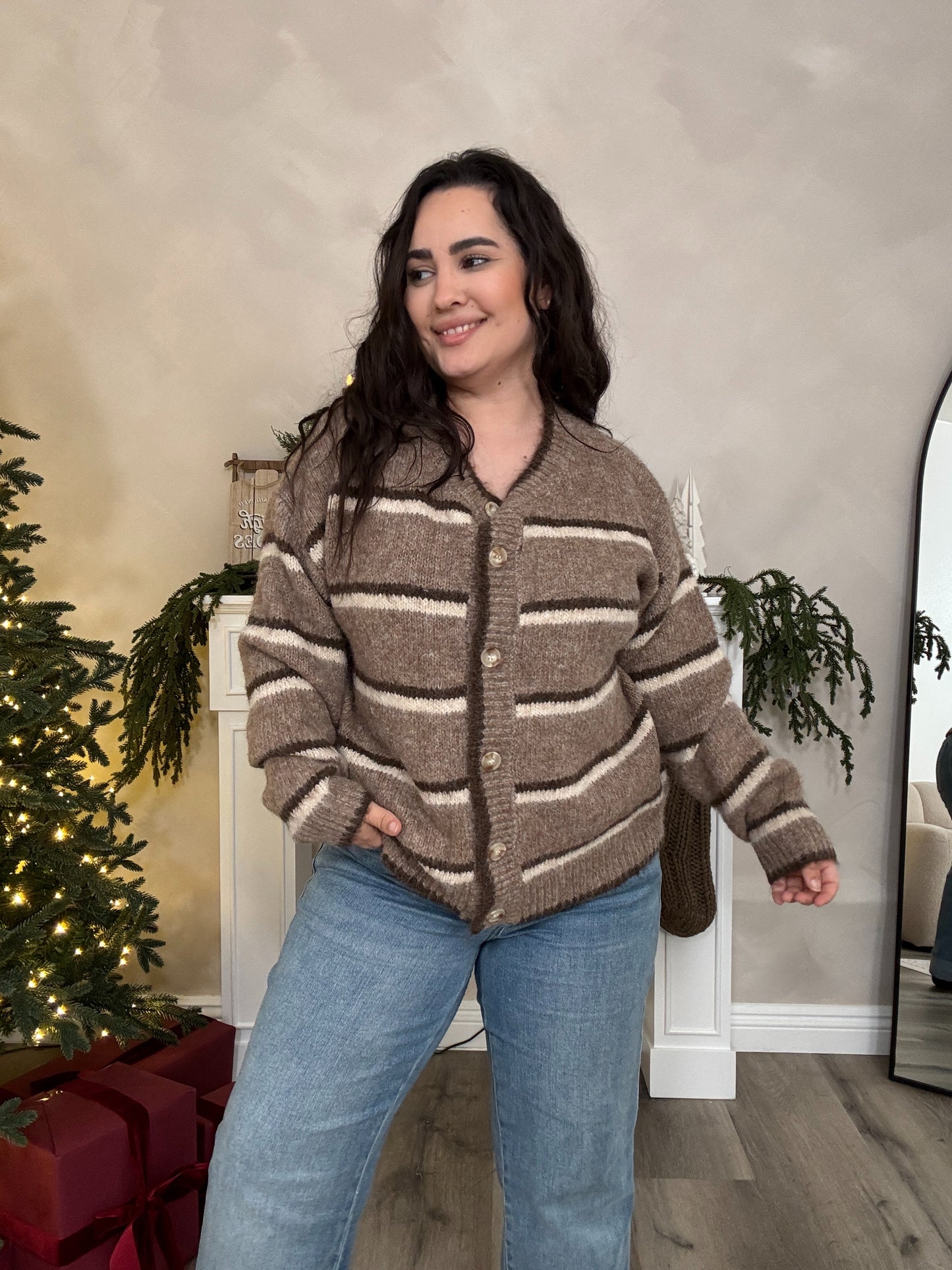 Gingerbread Cardigan - Lt Brown Combo