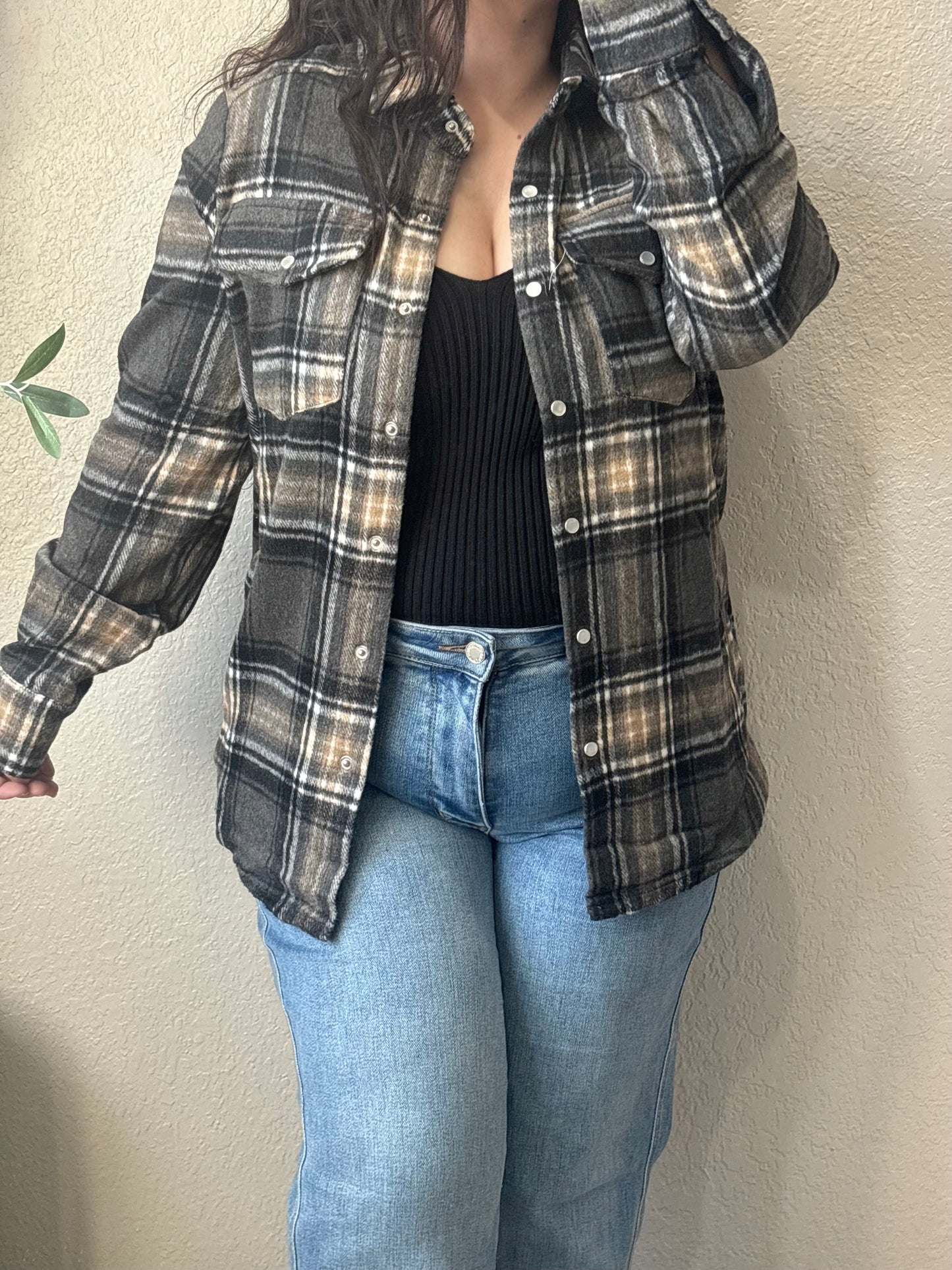 Midnight Maple Shacket - Grey Combo