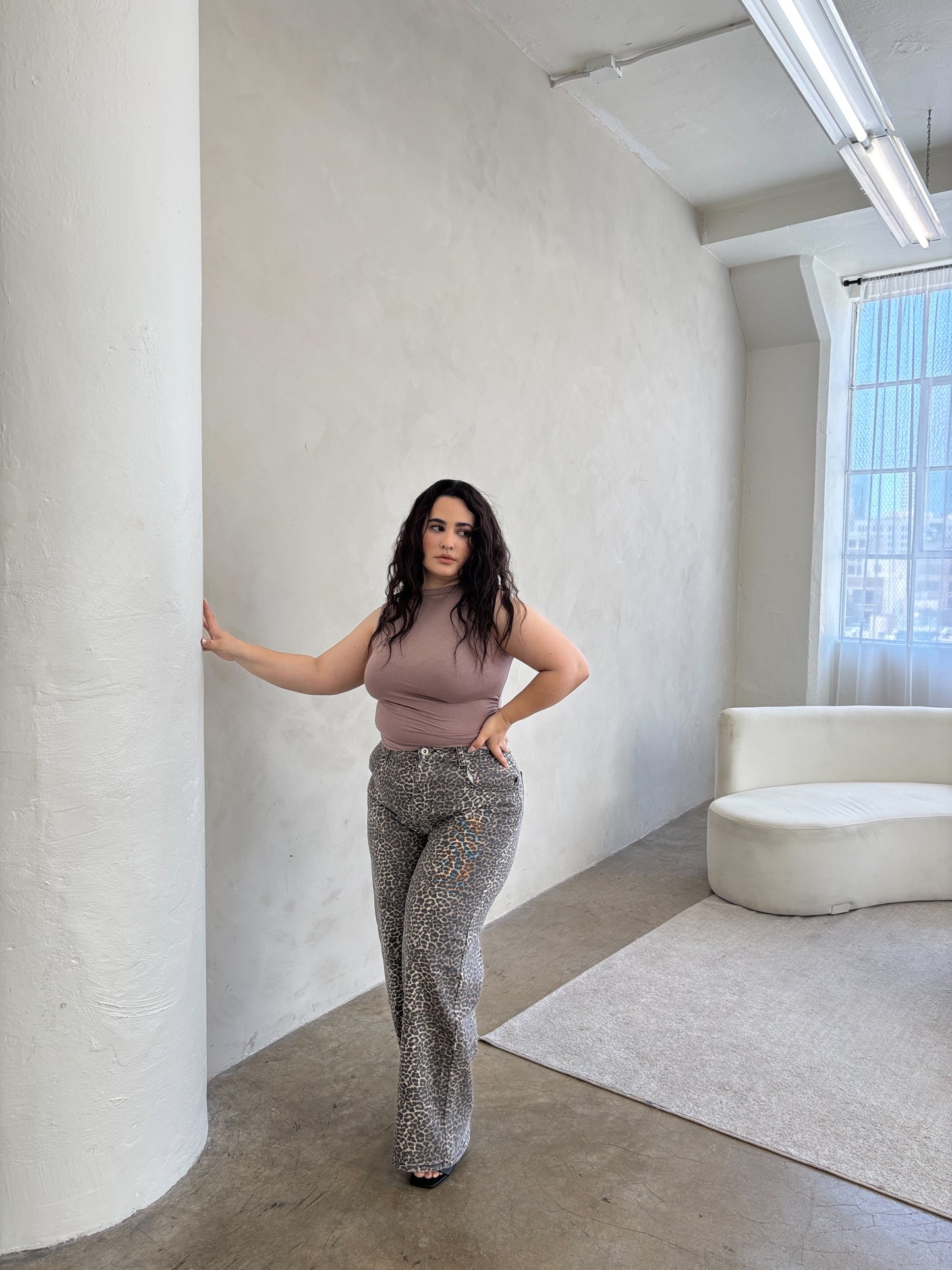 Wild Harvest Leopard Wide Leg Jeans