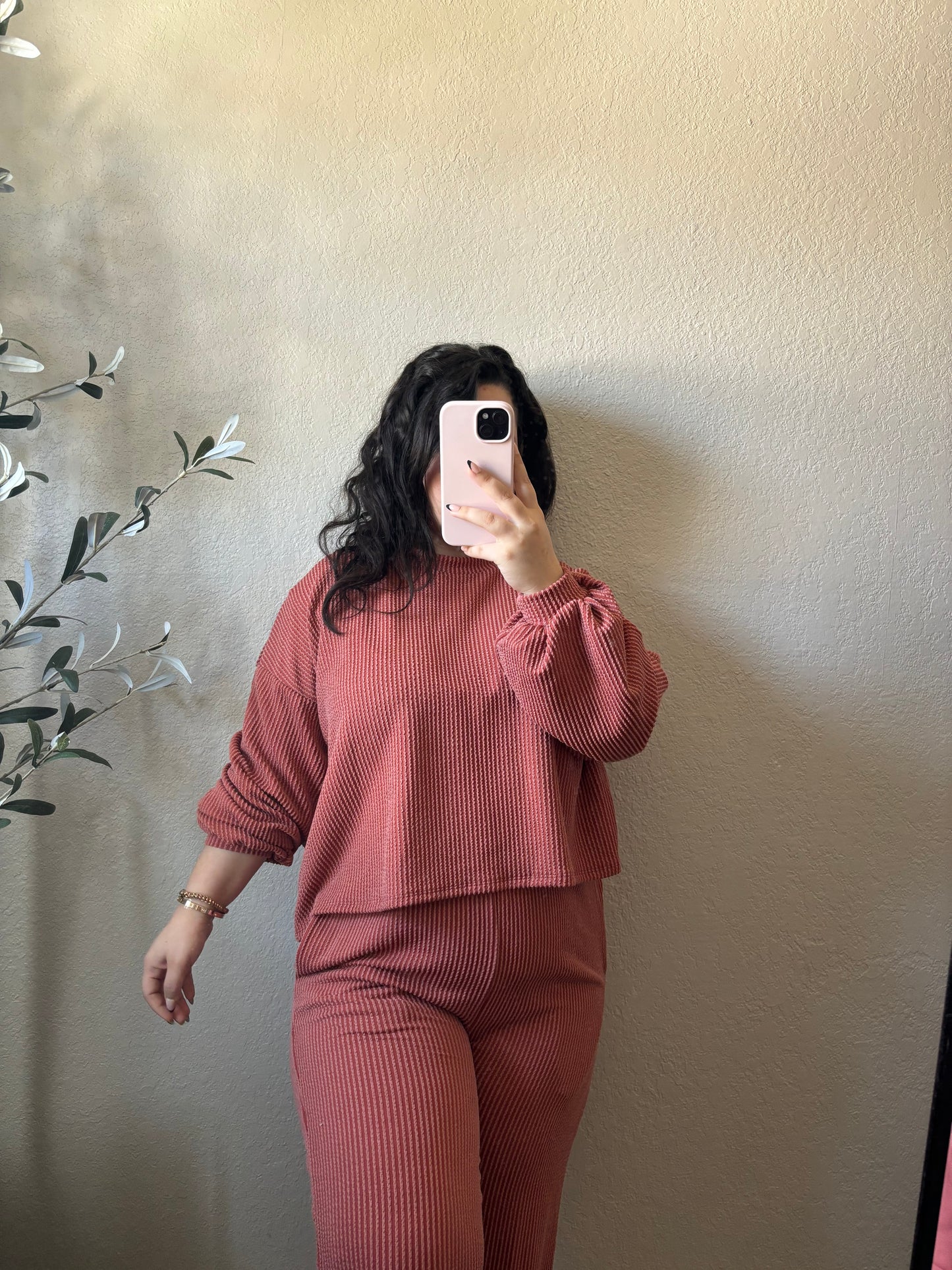 Ariah Long Sleeve & Pants Set (Rust)