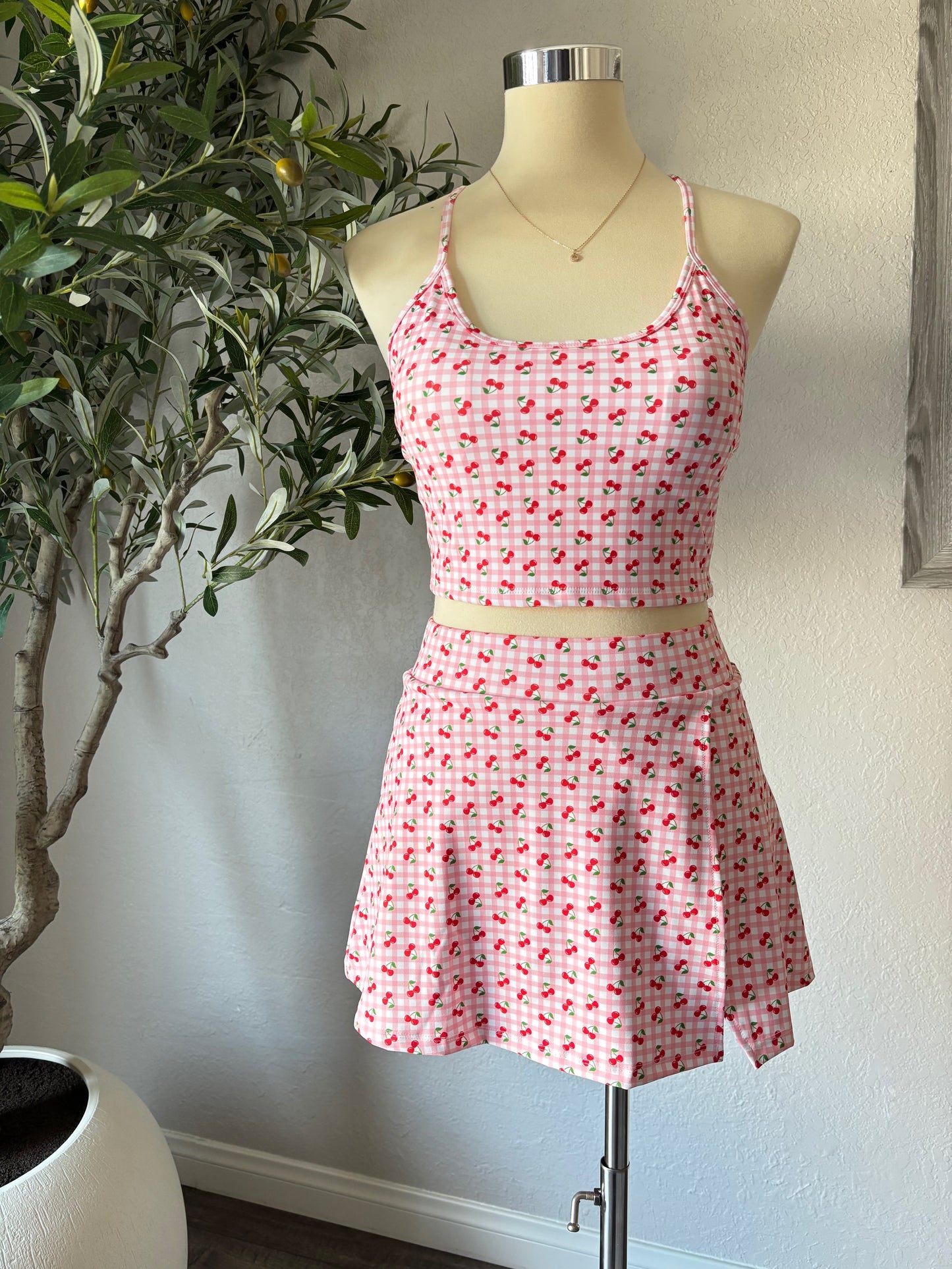 Sweet N’ Sassy Cherry Gingham Racerback & Skort Set