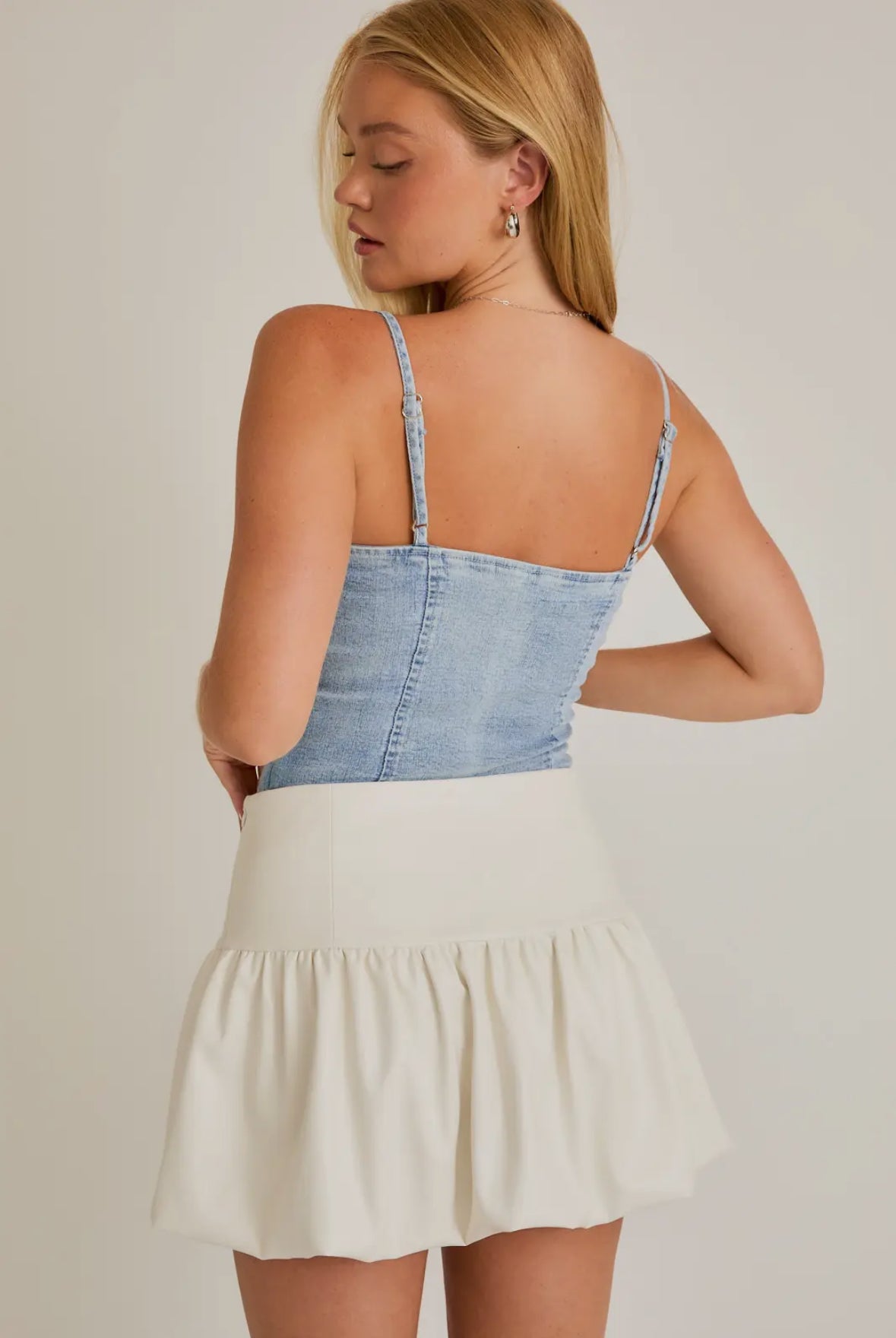 Gals Denim Bustier Bodysuit
