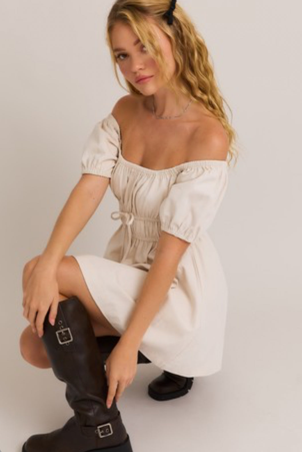 Ivory Essence Off-Shoulder Dress Grace Boutique Ivory Essence Off-Shoulder Dress Grace Boutique