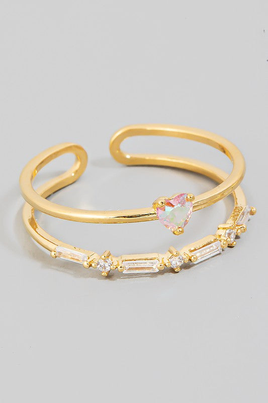 Mini Heart Stud Open Band Ring