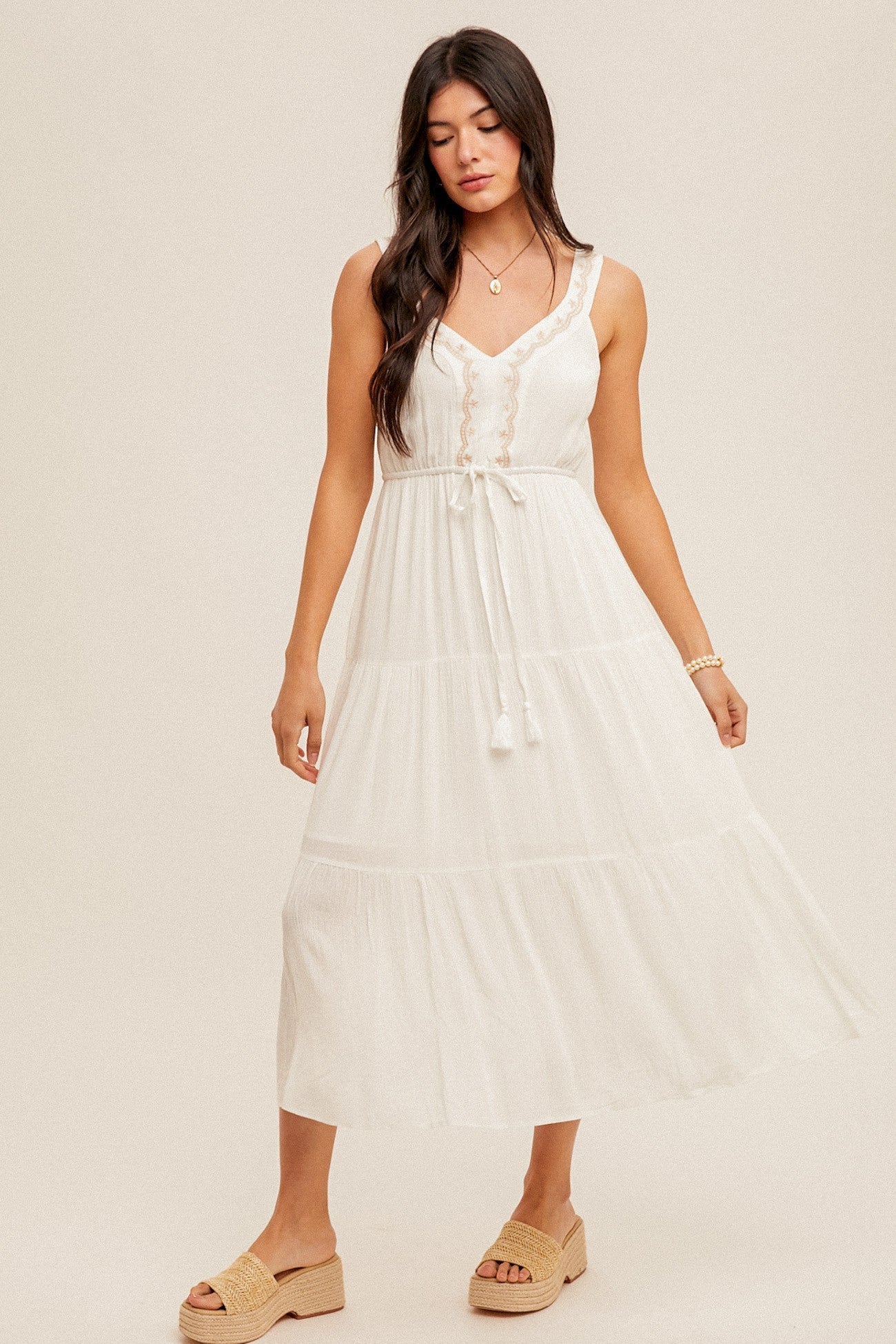 Abby Midi Dress (Ecru)