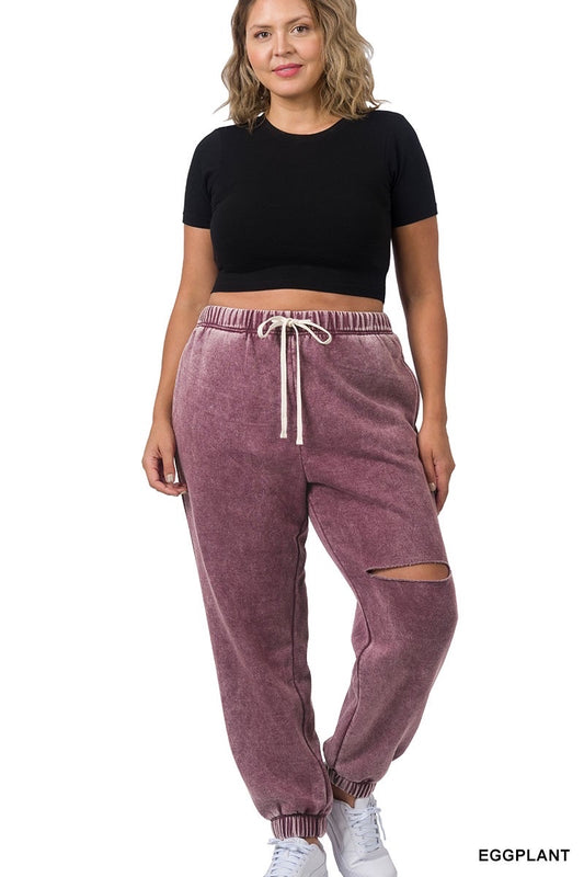 Extra Curvy Nora Acid Wash Joggers (More Colors)