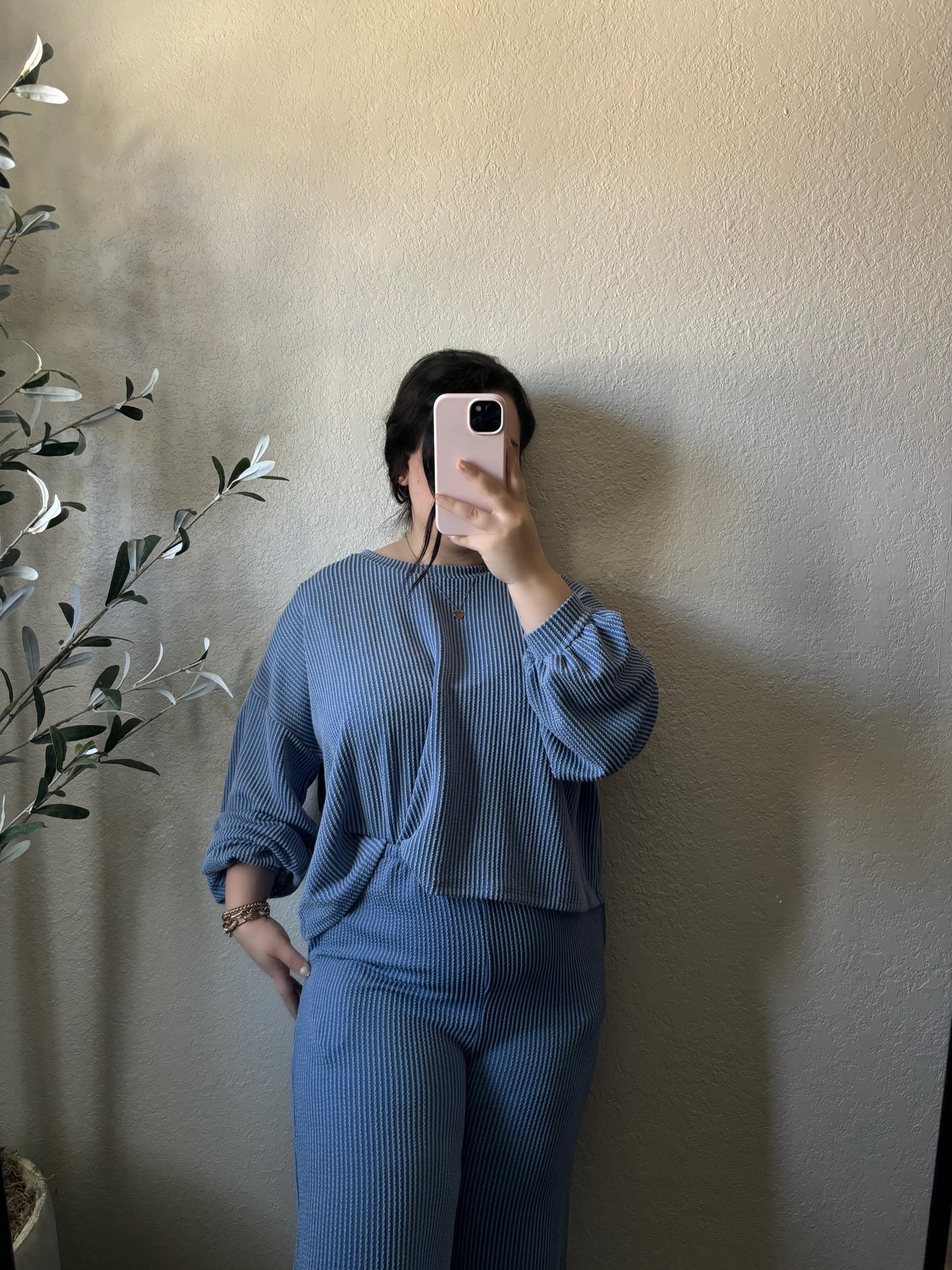 Ariah Long Sleeve & Pants Set (Denim)