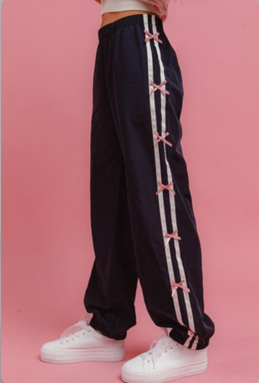 Kristin Bow Track Pants- Navy