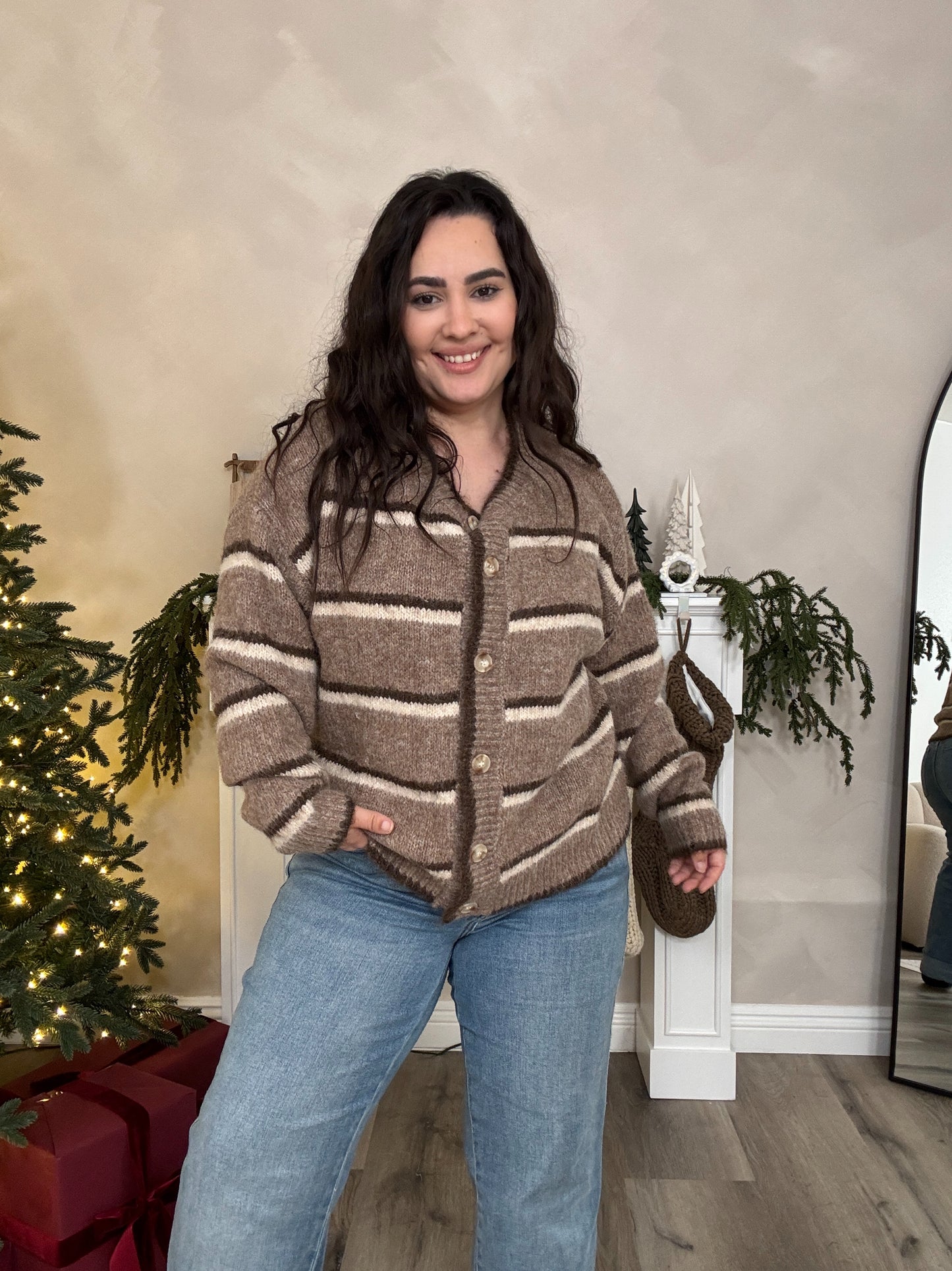 Gingerbread Cardigan - Lt Brown Combo