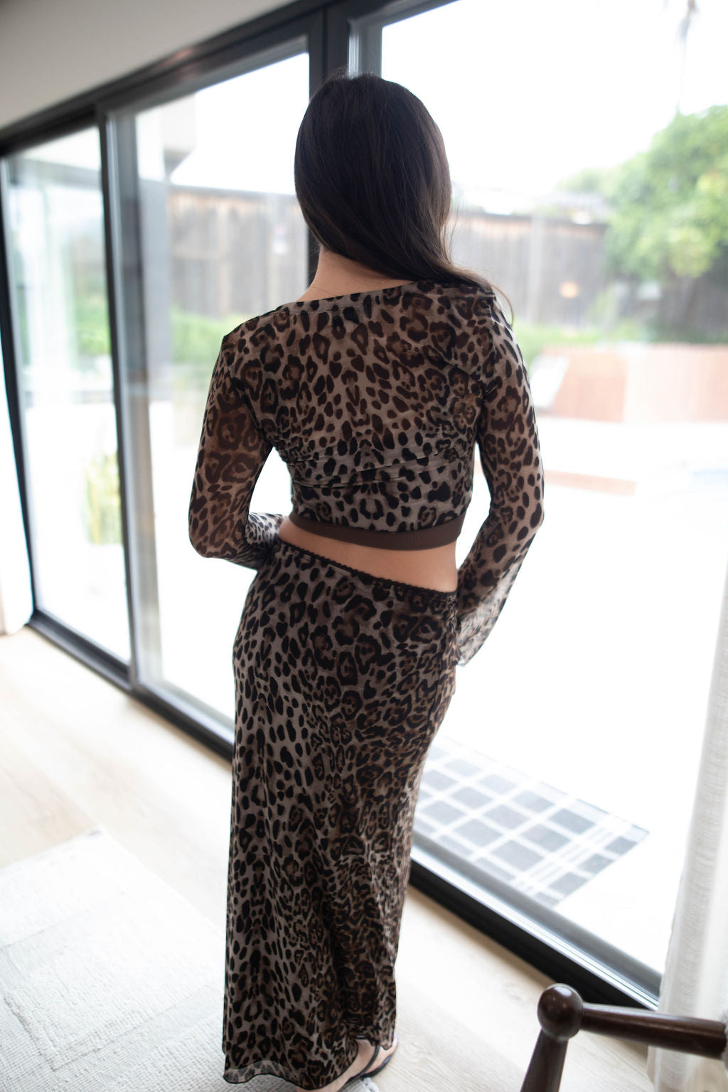 Wild Theory Cardigan & Midi Skirt Set (Leopard)