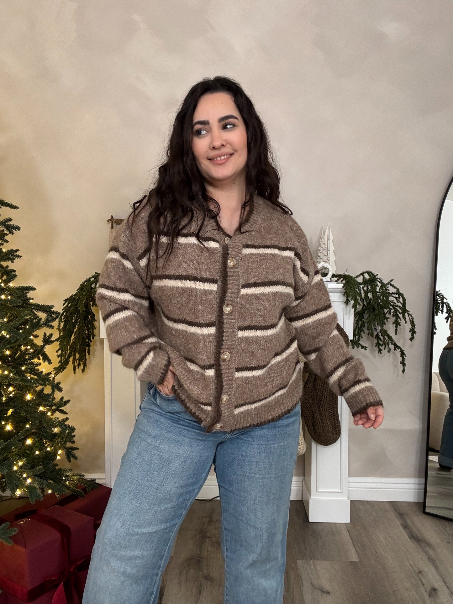 Gingerbread Cardigan - Lt Brown Combo