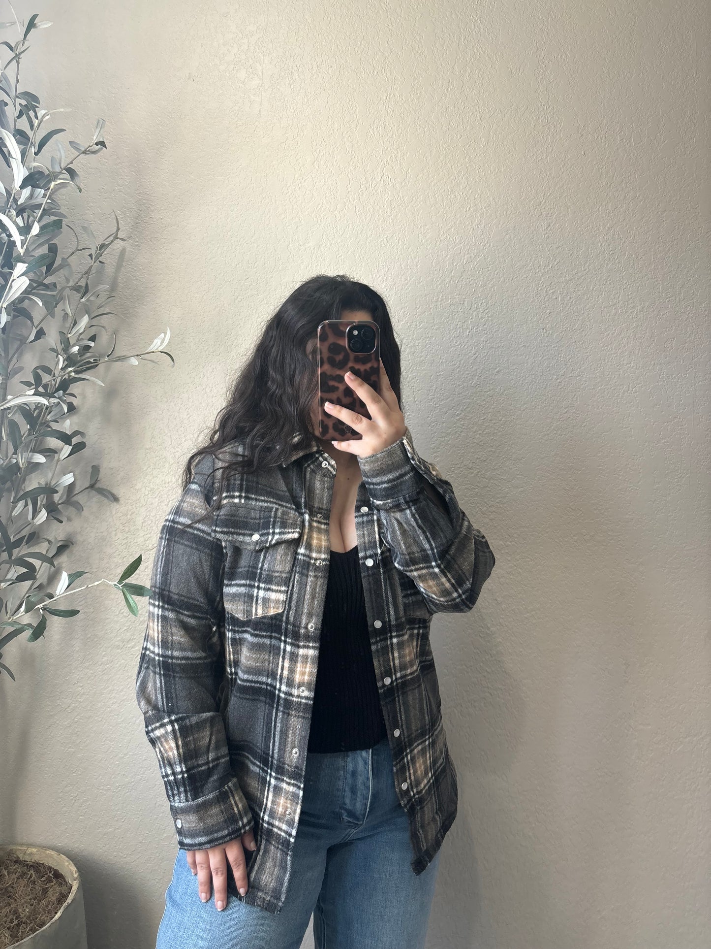 Midnight Maple Shacket - Grey Combo