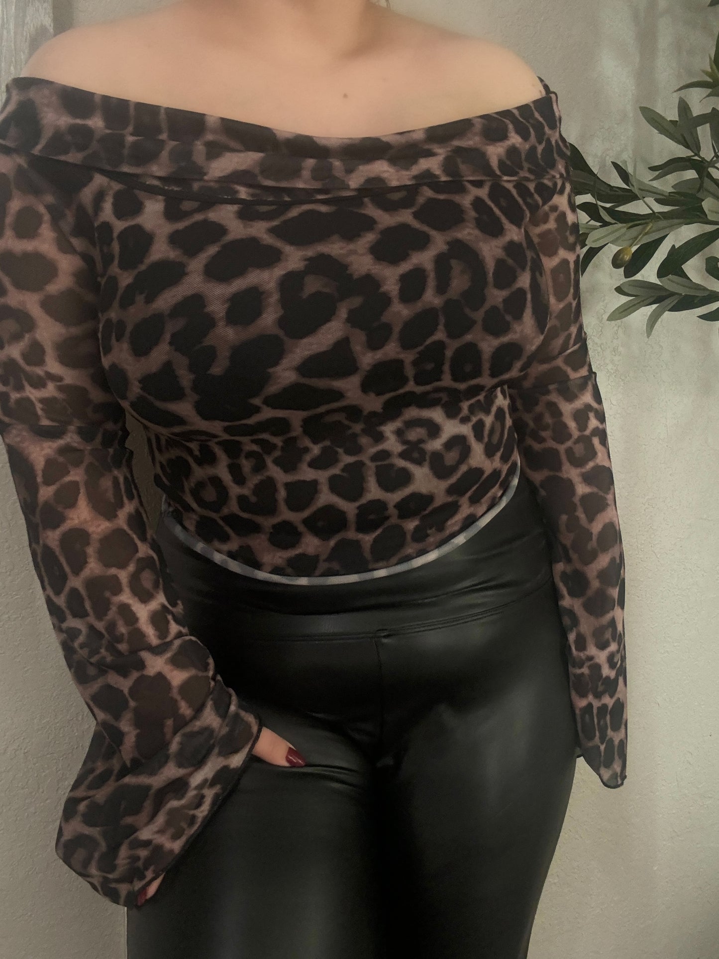 Touch Of Wild Leopard Off Shoulder Top