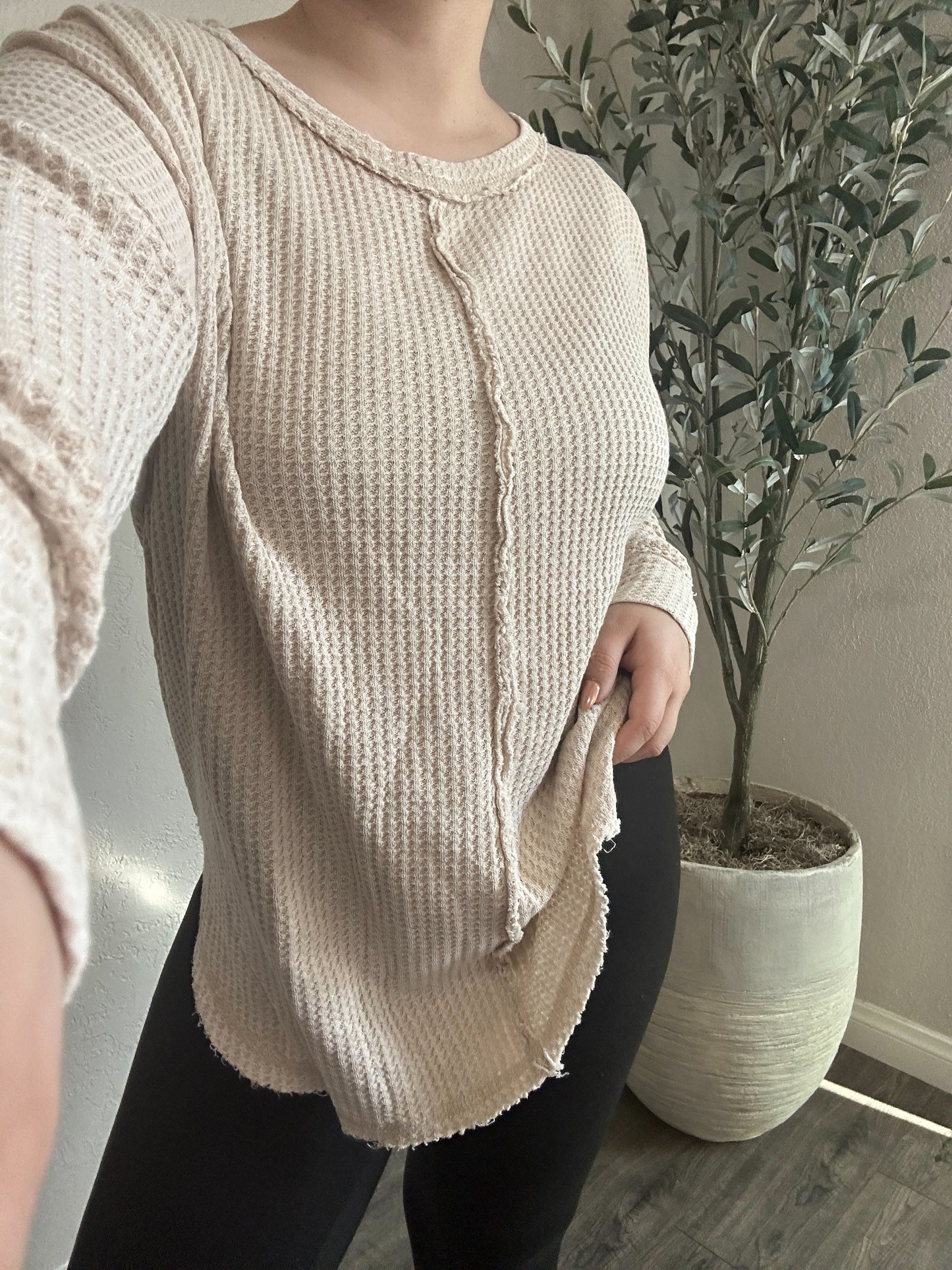 Extra Curvy Katelyn Waffle Knit Long Sleeve (More Colors)