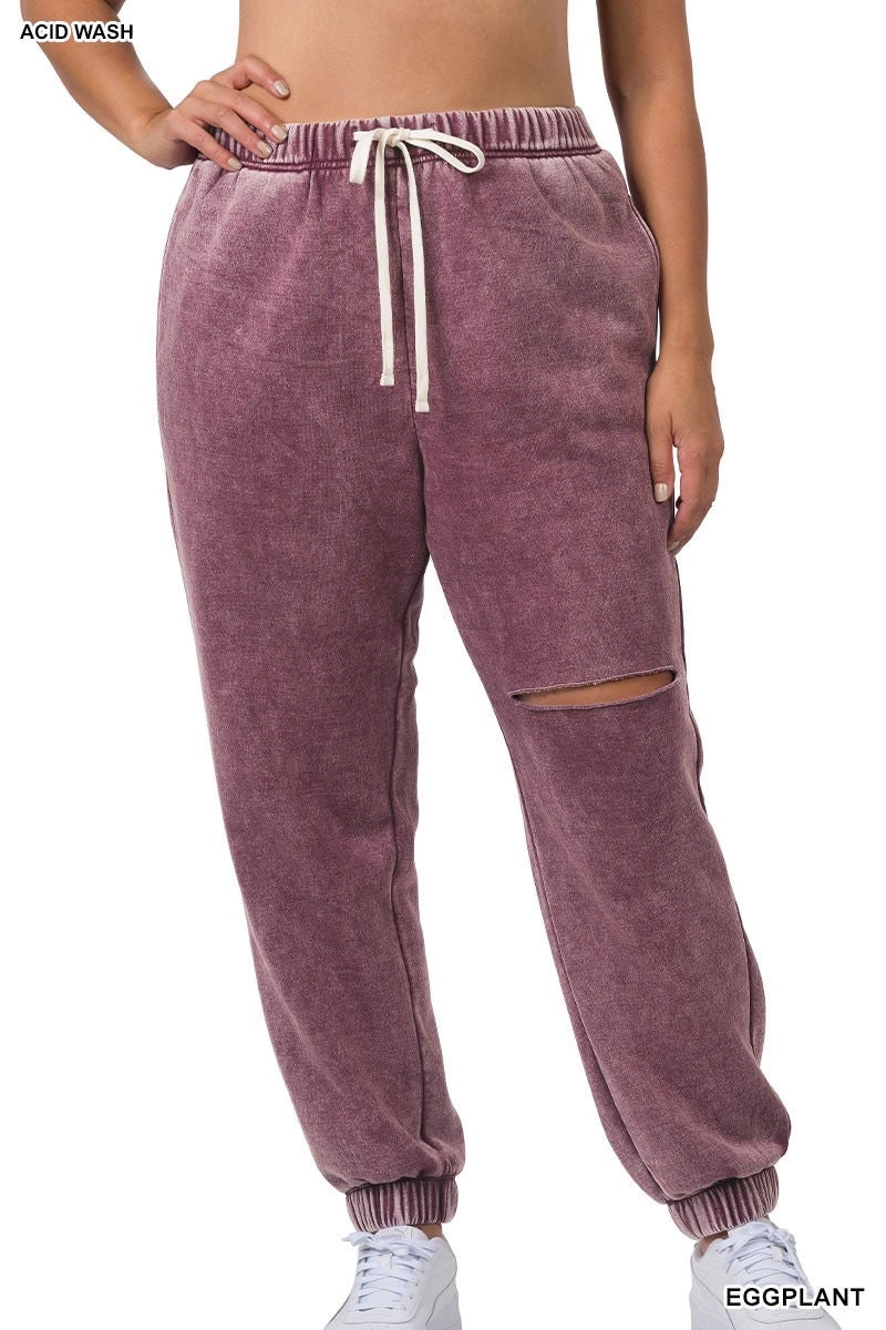 Extra Curvy Nora Acid Wash Joggers (More Colors)