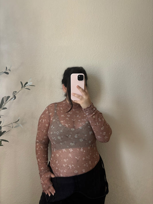 Macy Floral Mesh Top (Mauve)