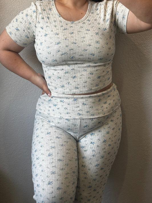 Floral Dreams Lounge Set- Heather Grey