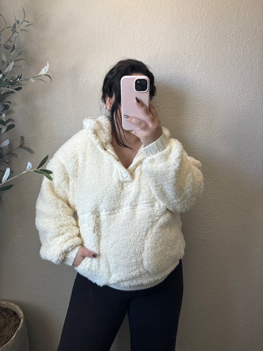 Teddy Sherpa Pullover- Cream