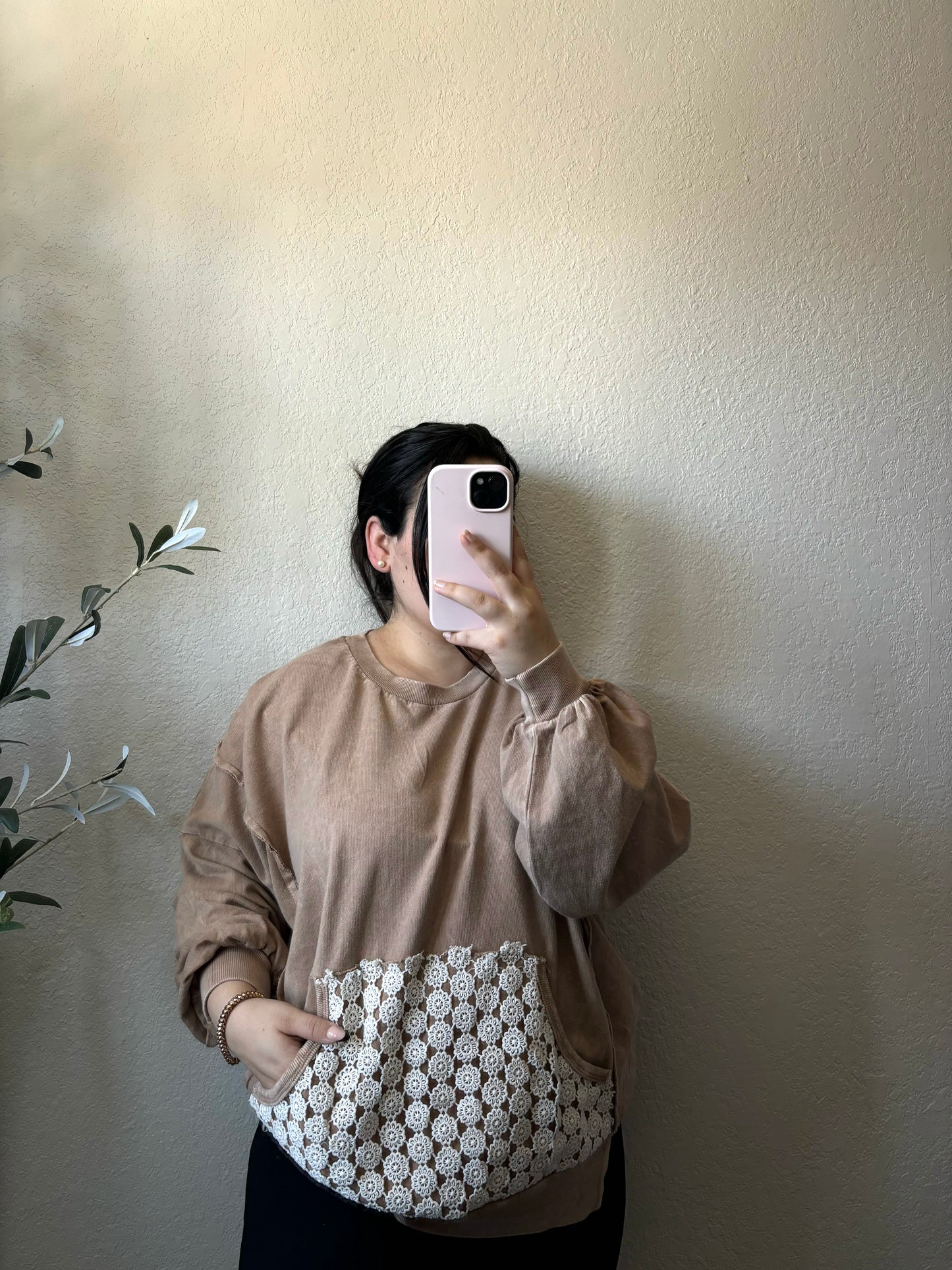 Natalie Mineral Wash Pullover- Ash Mocha