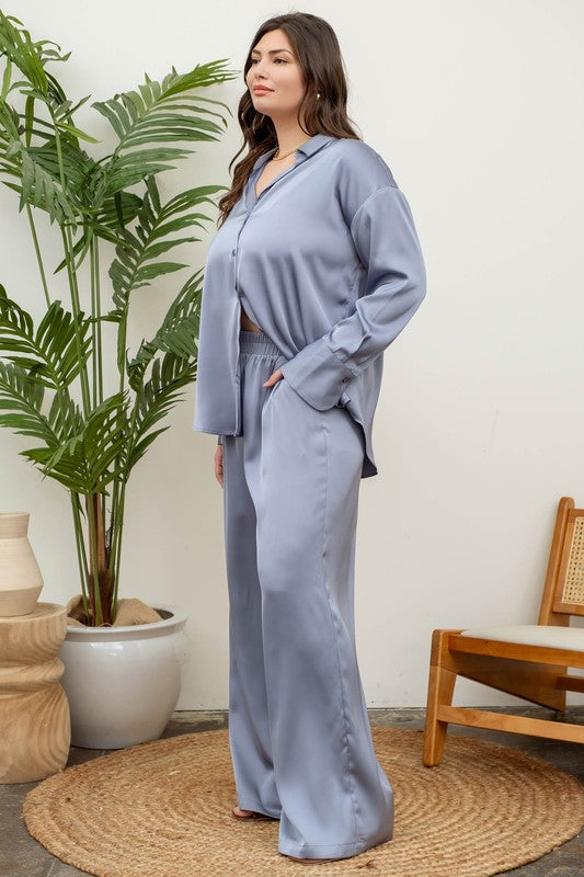 Extra Curvy Satin Pj Set