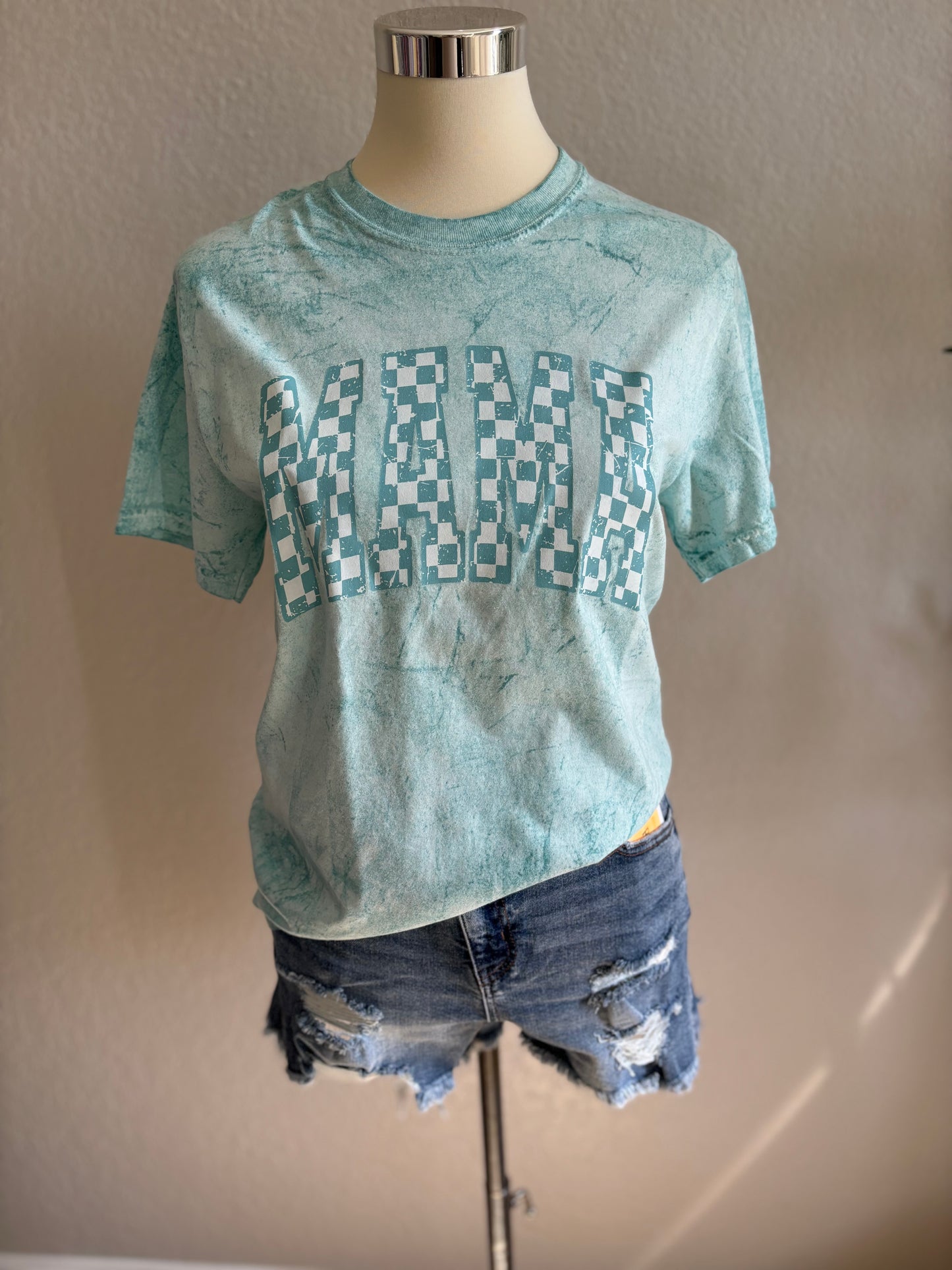 Comfort Colors Mama Distressed Checkered Tee