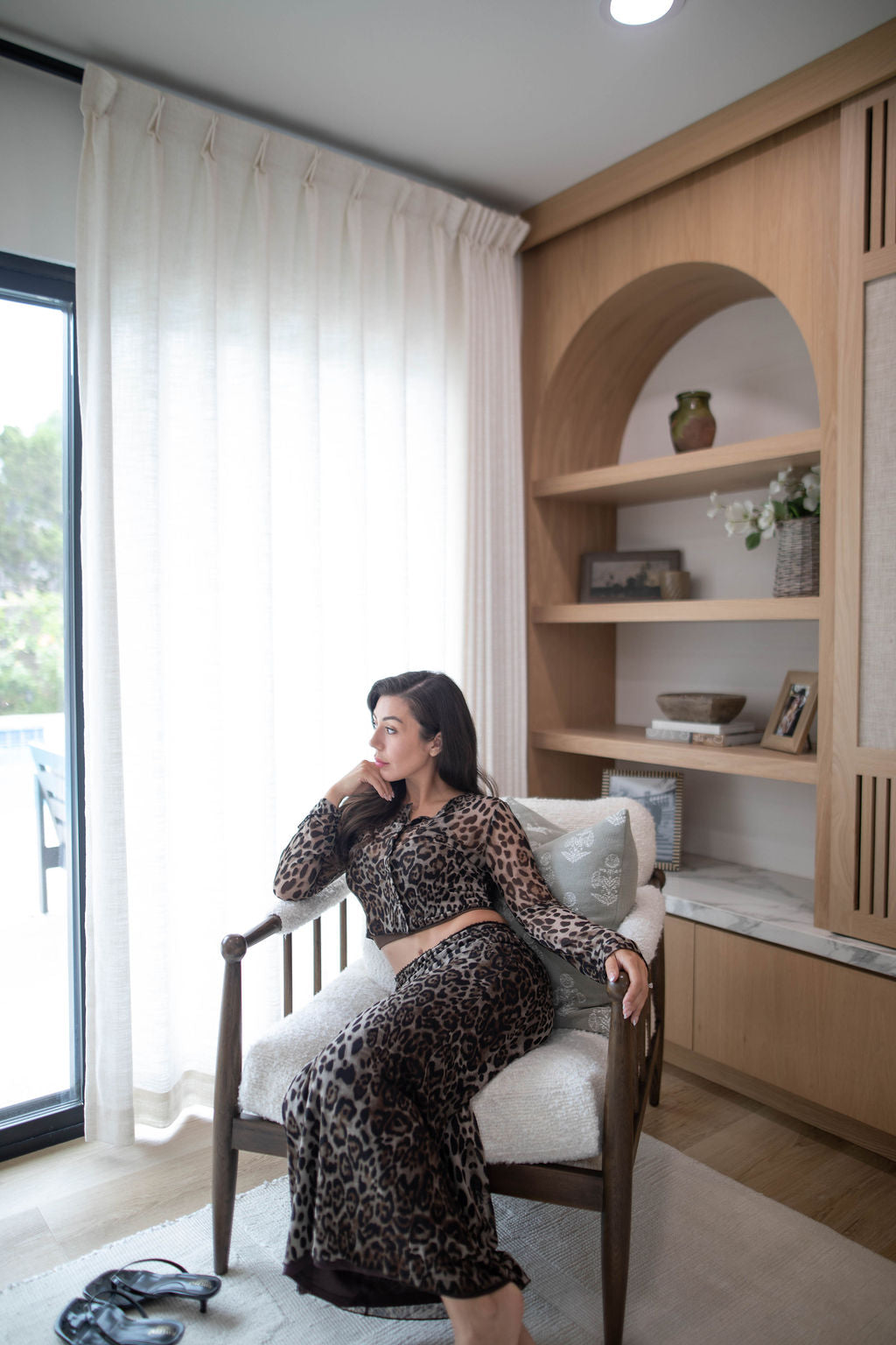 Wild Theory Cardigan & Midi Skirt Set (Leopard)