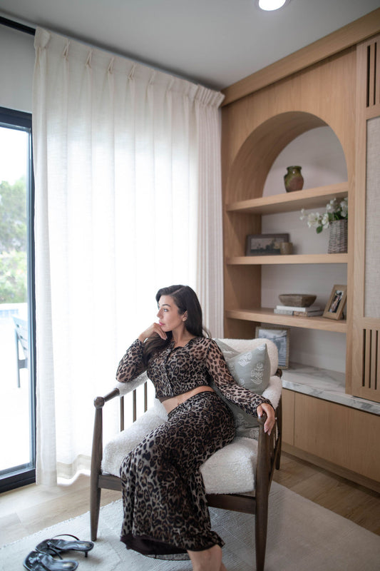 Wild Theory Cardigan & Midi Skirt Set (Leopard)