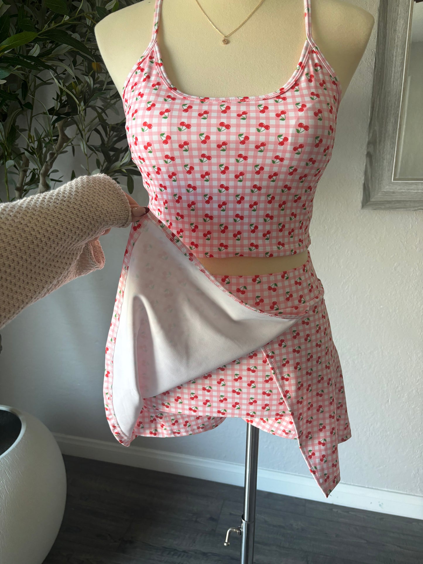 Sweet N’ Sassy Cherry Gingham Racerback & Skort Set