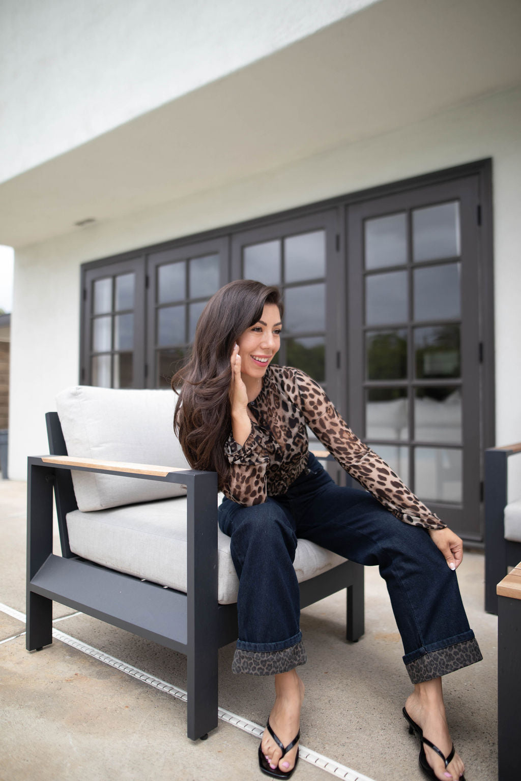 Elevated Edge Denim Jeans (Leopard Cuff)