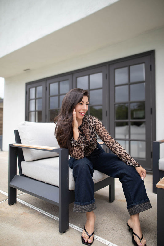 Elevated Edge Denim Jeans (Leopard Cuff)