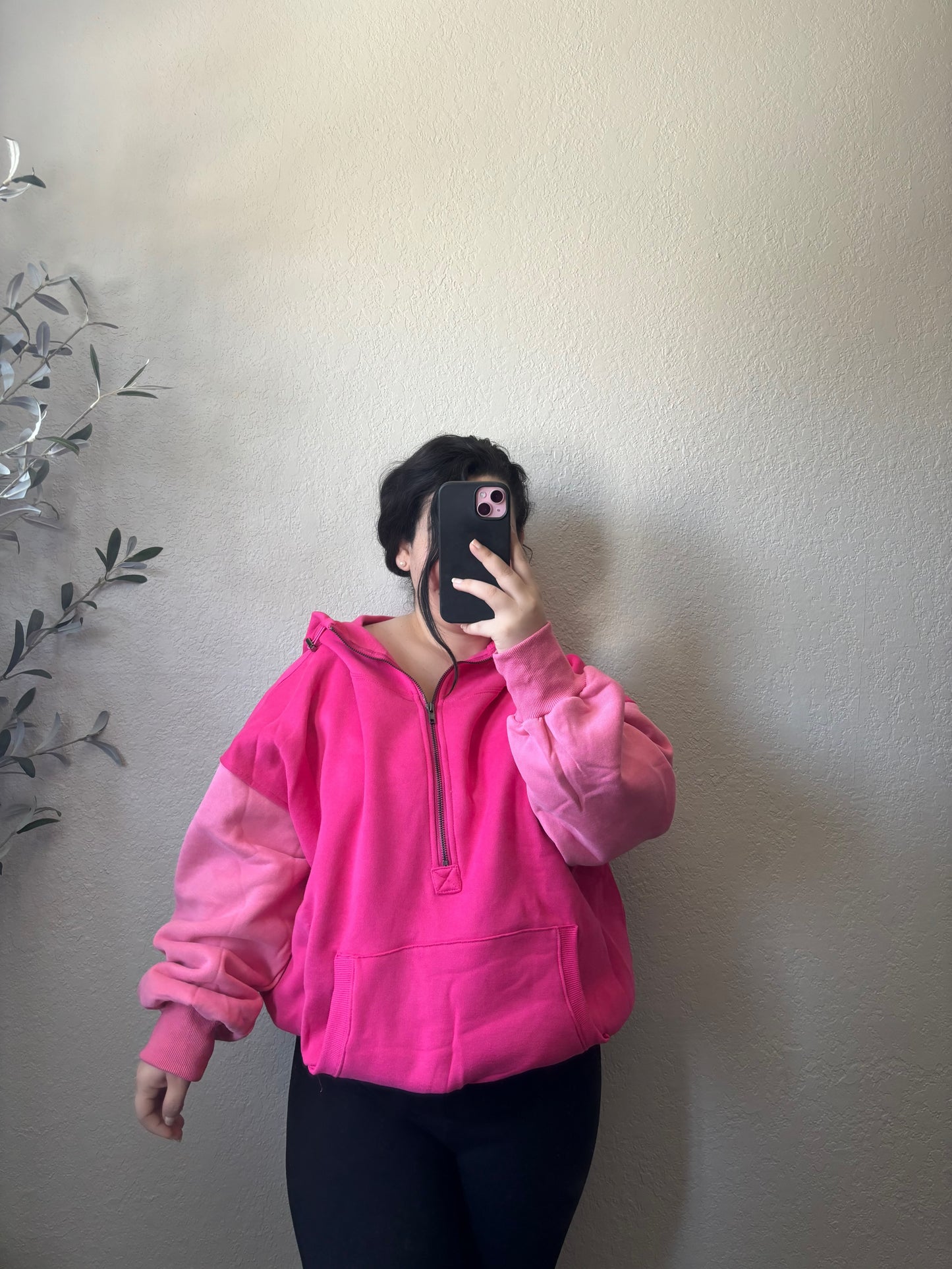 Morgan Color Block Hoodie (Fuchsia)