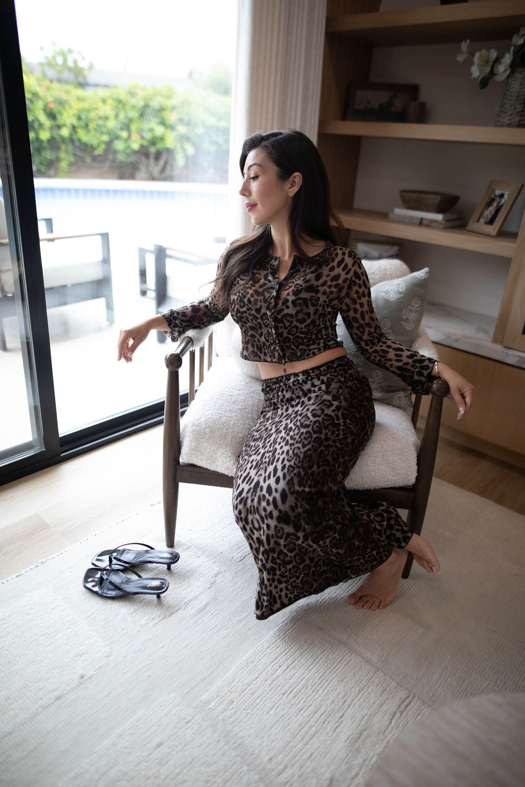 Wild Theory Cardigan & Midi Skirt Set (Leopard)
