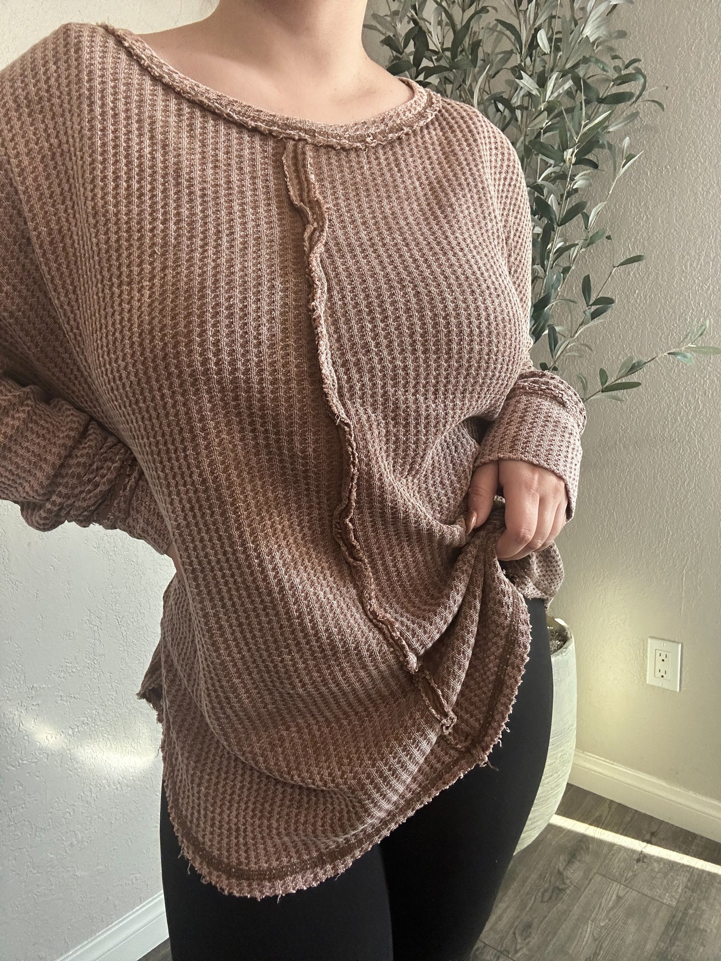 Extra Curvy Katelyn Waffle Knit Long Sleeve (More Colors)