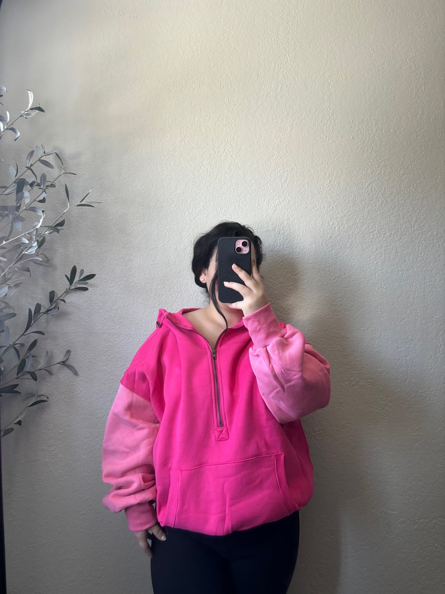 Morgan Color Block Hoodie (Fuchsia)