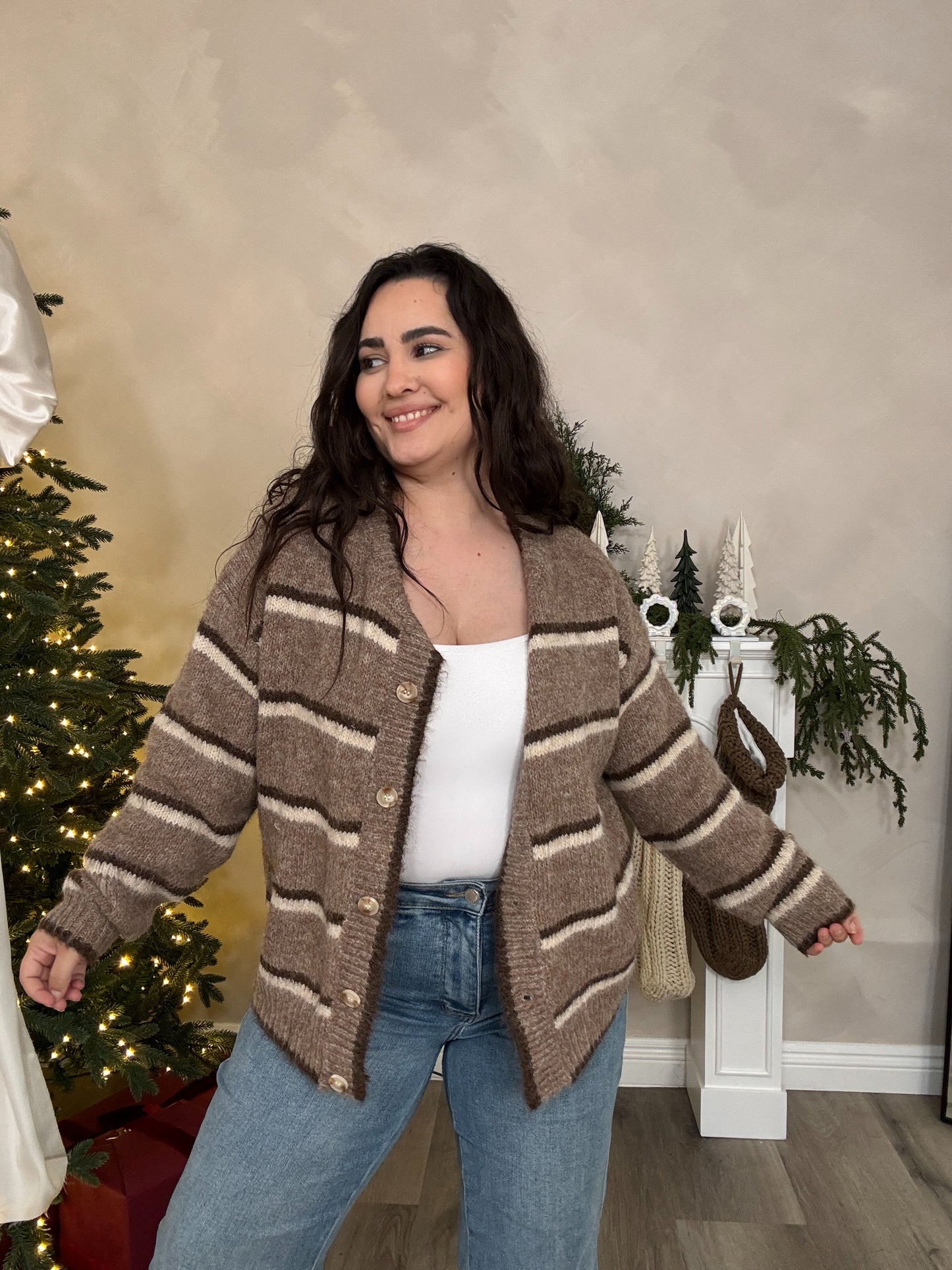 Gingerbread Cardigan - Lt Brown Combo