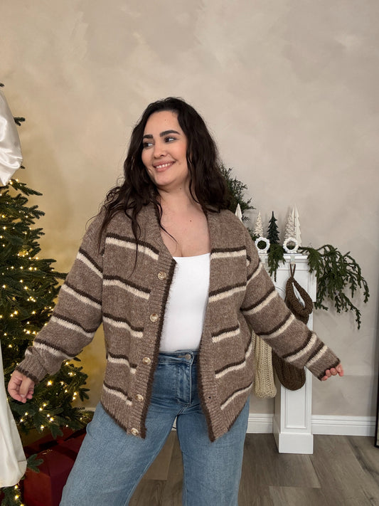 Gingerbread Cardigan - Lt Brown Combo