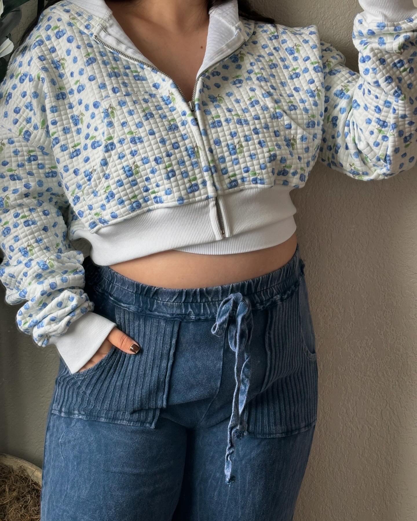 Blueberry Bliss Quilted Cropped Jacket