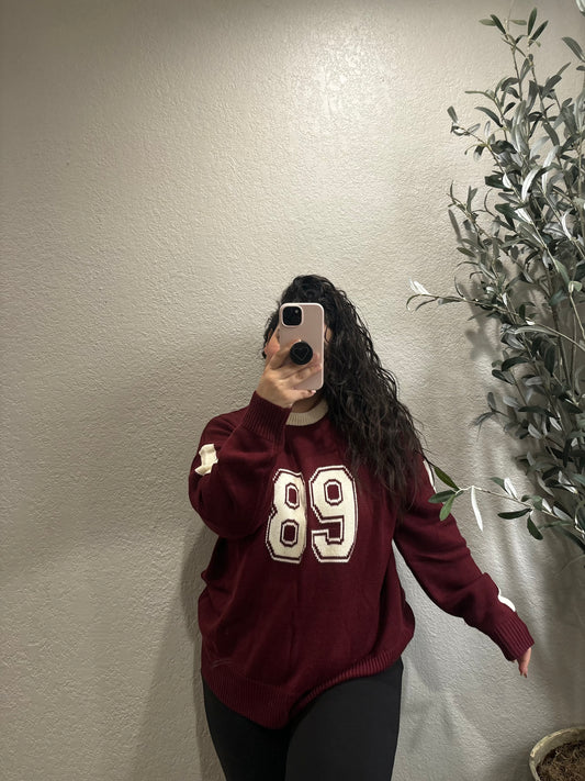 The Sideline Sweater- Merlot