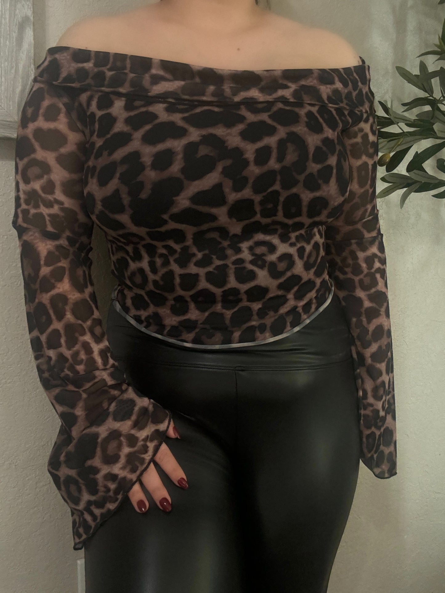 Touch Of Wild Leopard Off Shoulder Top
